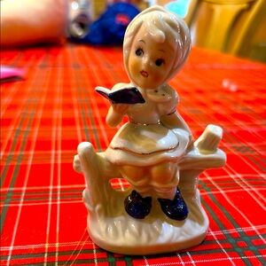 Charming Ceramic girl Figurine with Book